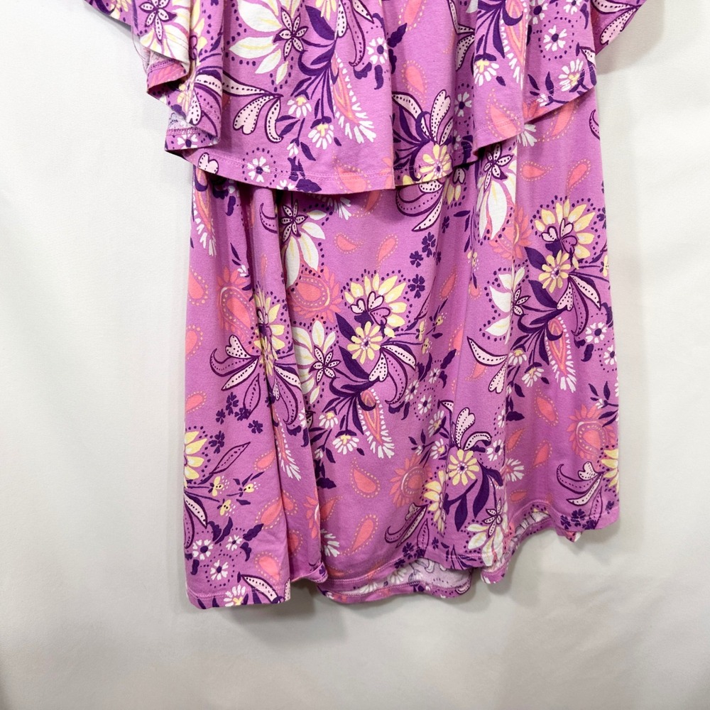 Woman Within Plus Size 22/24W Top 1X Purple Floral Off Shoulder Feminine 719 - Picture 7 of 10